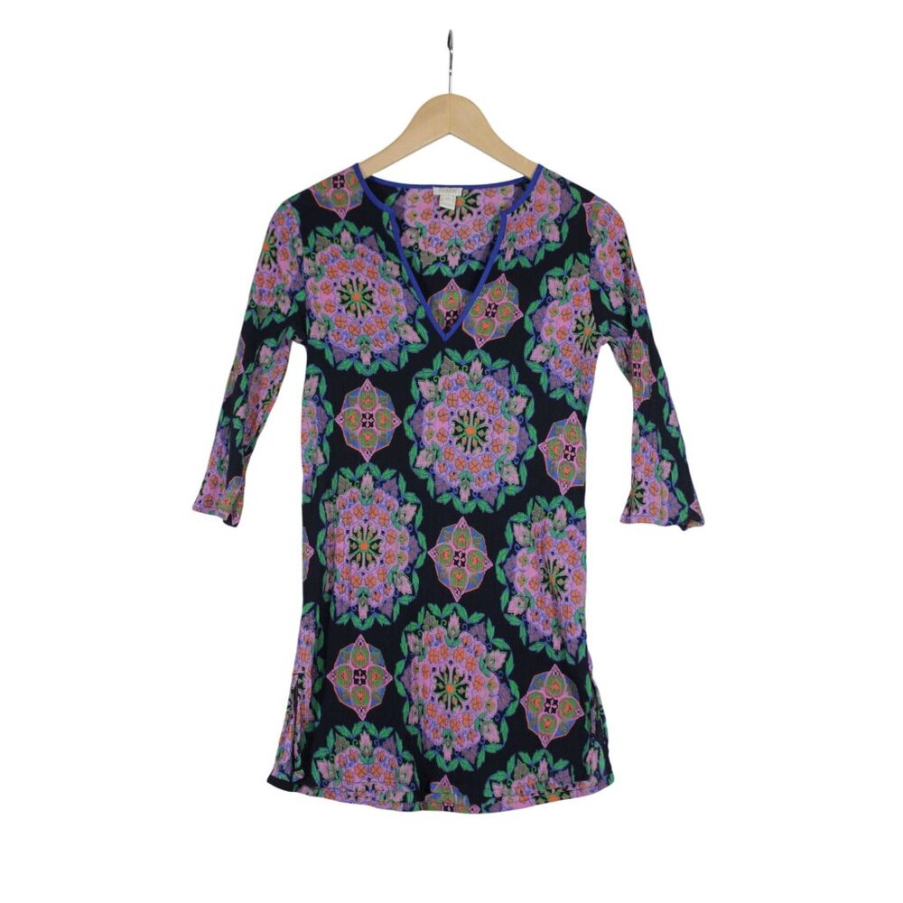 J.Crew women's‎ floral print 3/4 sleeve summer tunic top beach coverup XS